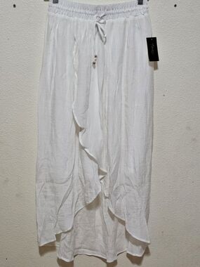 Thalia Sodi White Ruffled Wrap-Front Maxi Skirt